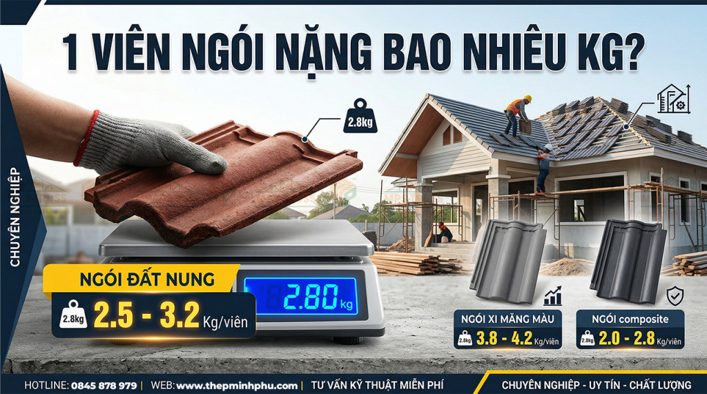 1 Viên ngói nặng bao nhiêu kg