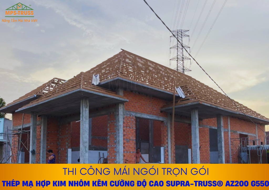 Hệ khung kèo thép nhẹ cho mái lợp ngói , thi công mái ngói tại Long An