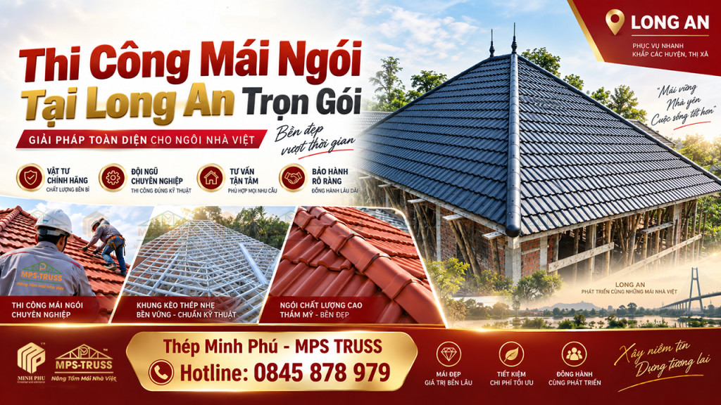 Thi công mái ngói tại Long An