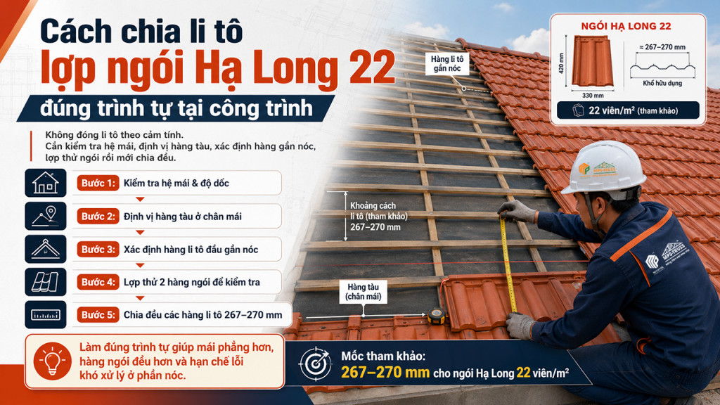 Cách chia li tô lợp ngói hạ long