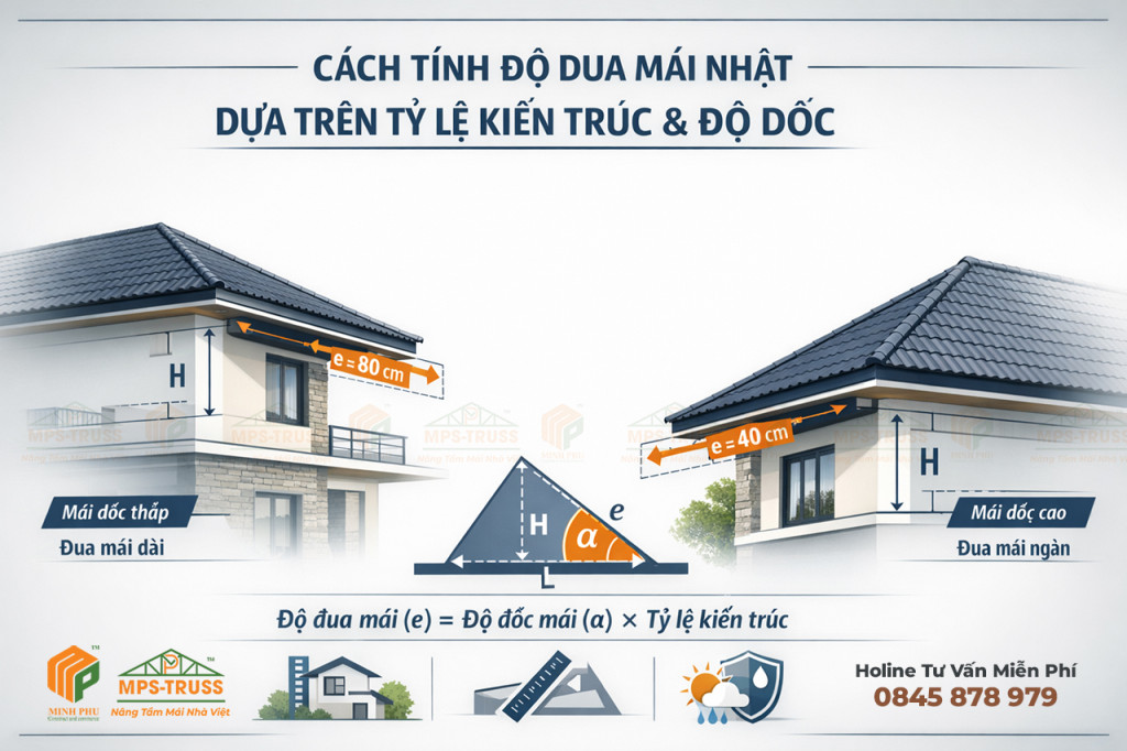 Cách tính độ dua mái nhật