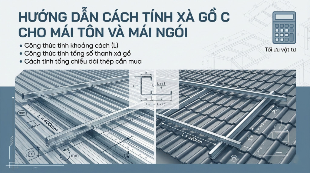 Cách tĩnh xà gồ c cho mái tôn và mái ngói