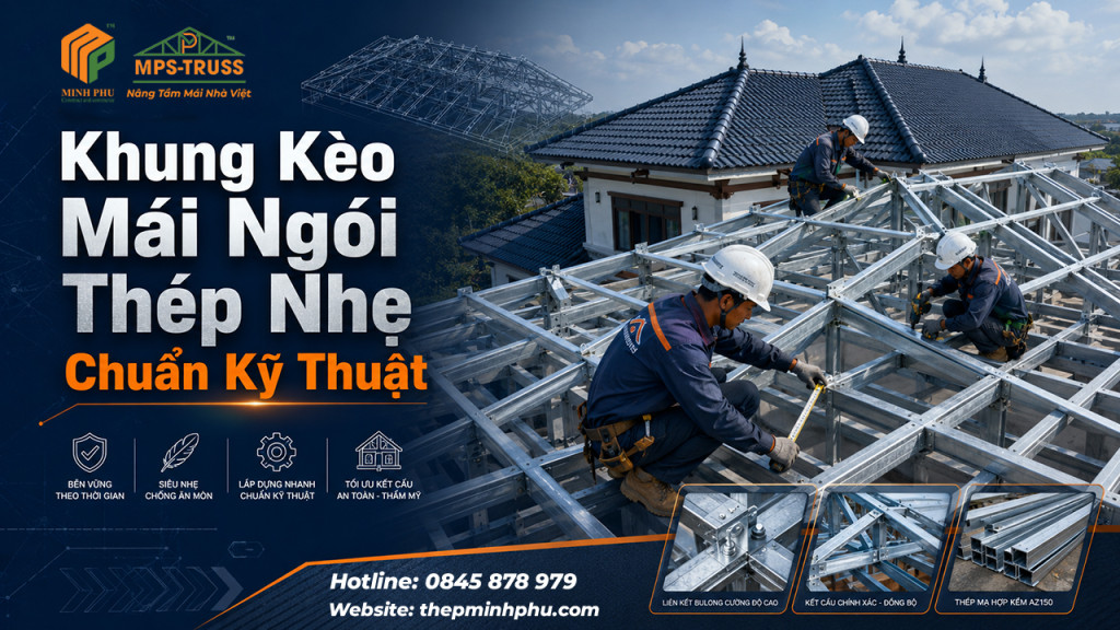 Khung kèo mái ngói thép nhẹ