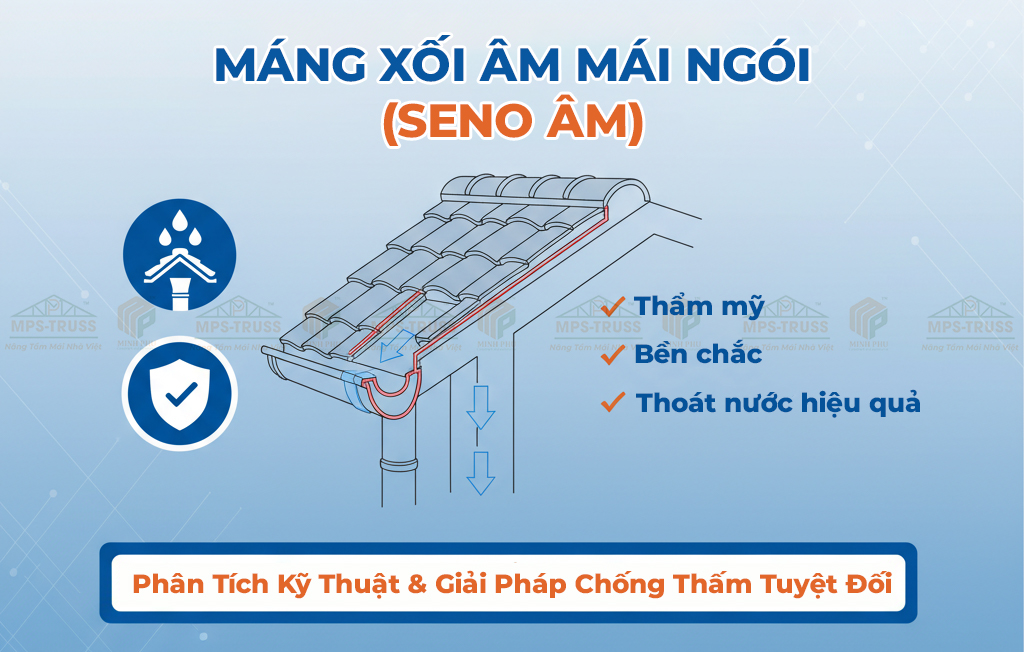 Máng xối nước âm mái ngói