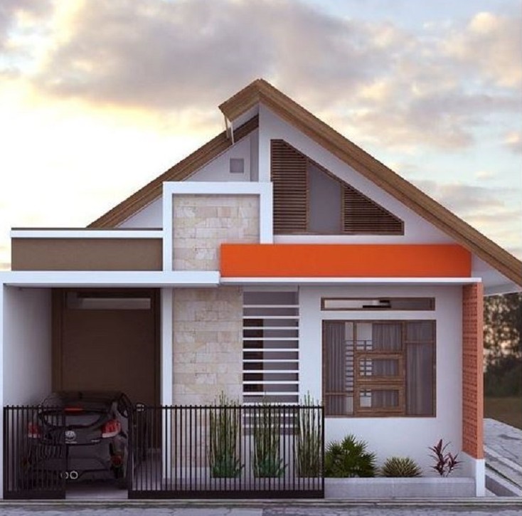 Mẫu 2. Nhà cấp 4 mái ngói có gác lửng