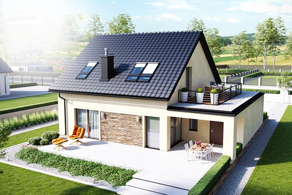 Mẫu 1. Nhà cấp 4 mái ngói có gác lửng