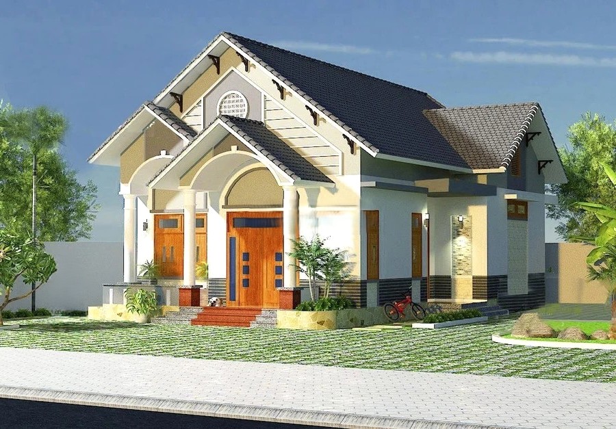 Mẫu 1. Mẫu nhà mái ngói thái cấp 4 nông thôn