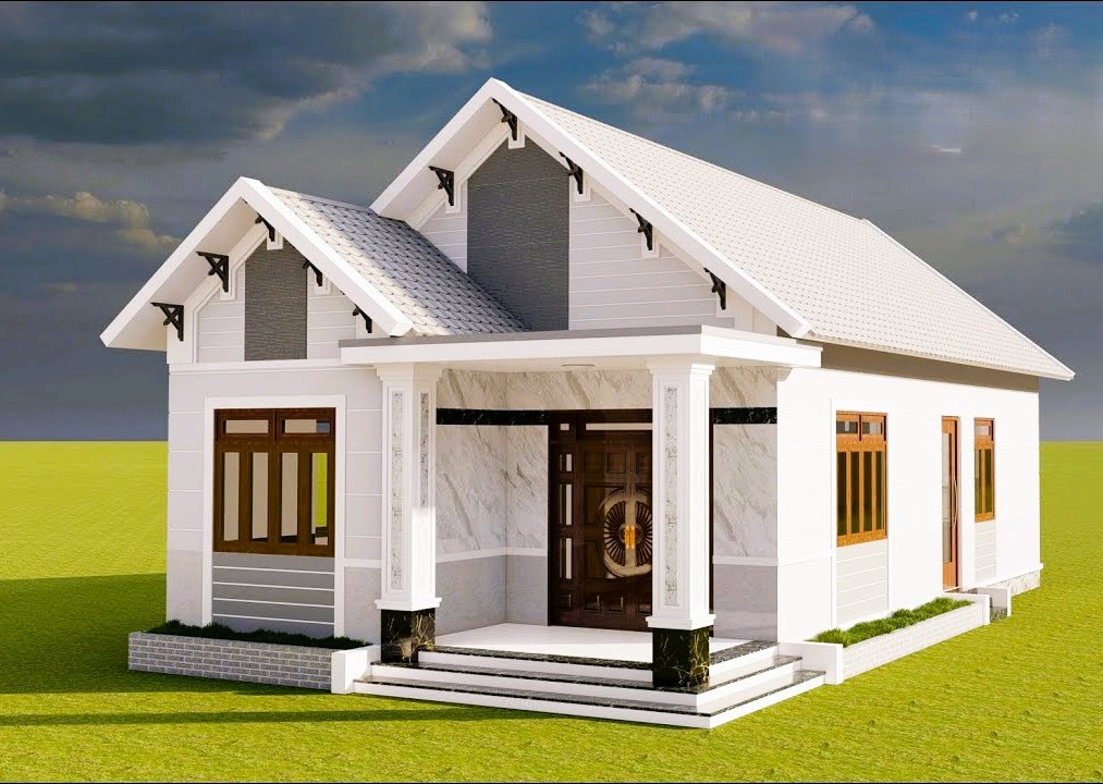 Mẫu 3. Mẫu nhà mái ngói thái cấp 4 nông thôn