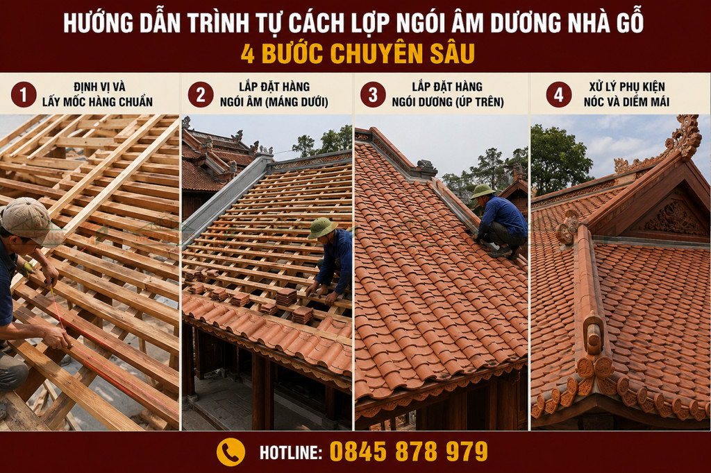 Quy trình 4 bước lợp ngói âm dương