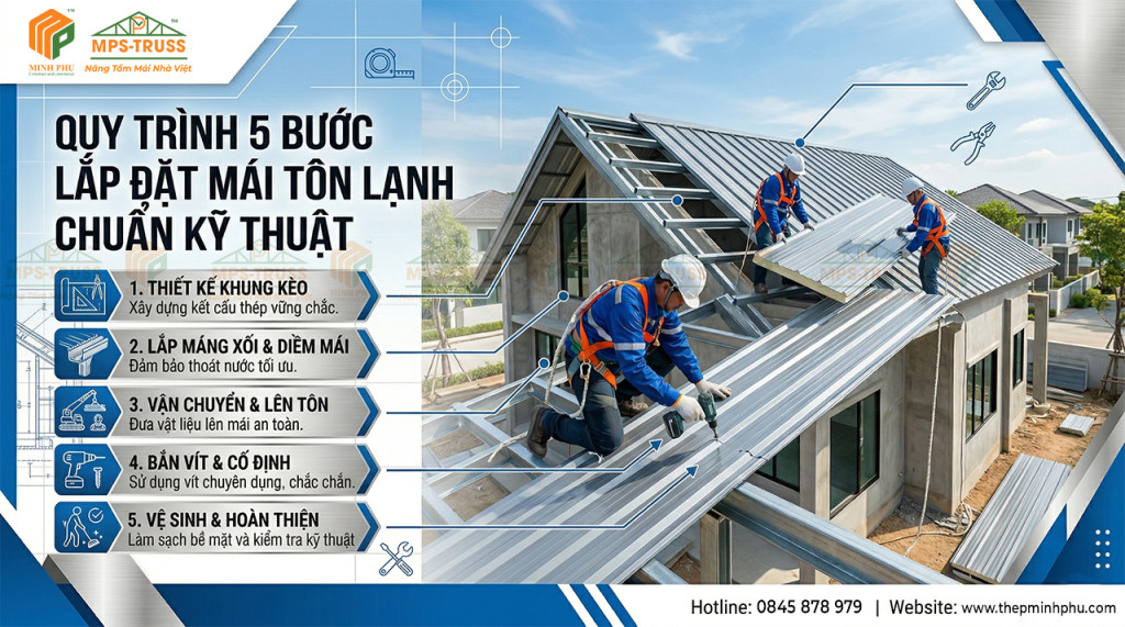 Quy trình 5 bước lắp đặt tôn lạnh