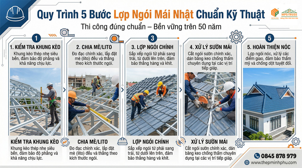 Quy trình lợp ngói mái nhật