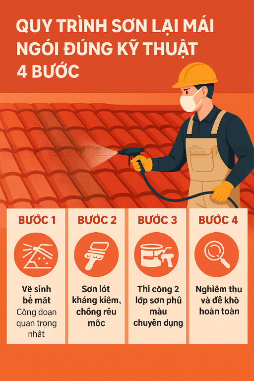 Quy trình sơn lại mái ngói