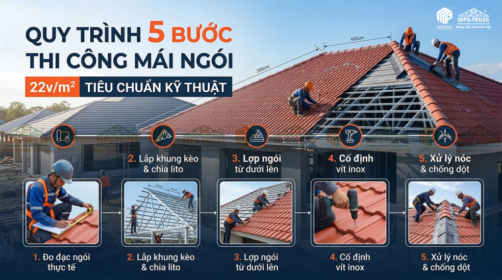 Quy trình thi công ngói 22v m2