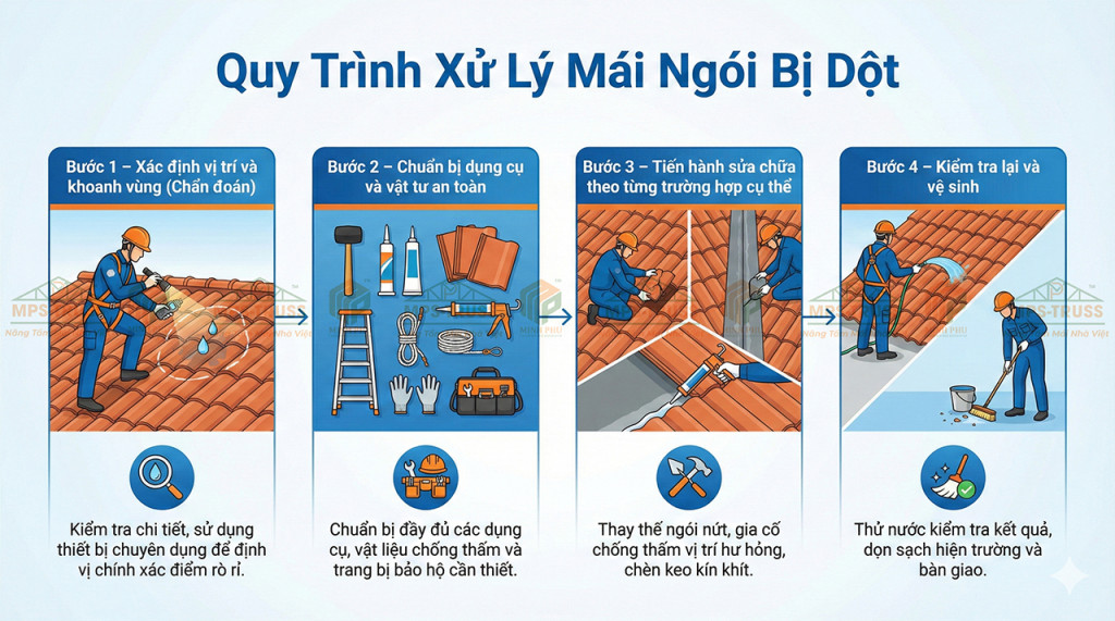 Quy trình xử lý mái ngói dột