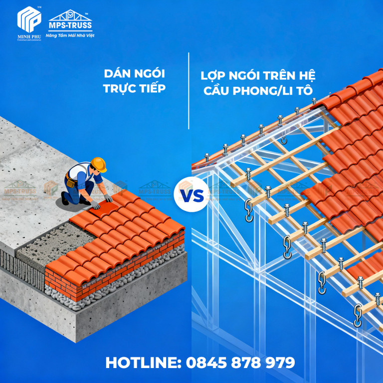 So sánh dán ngói và lợp ngói