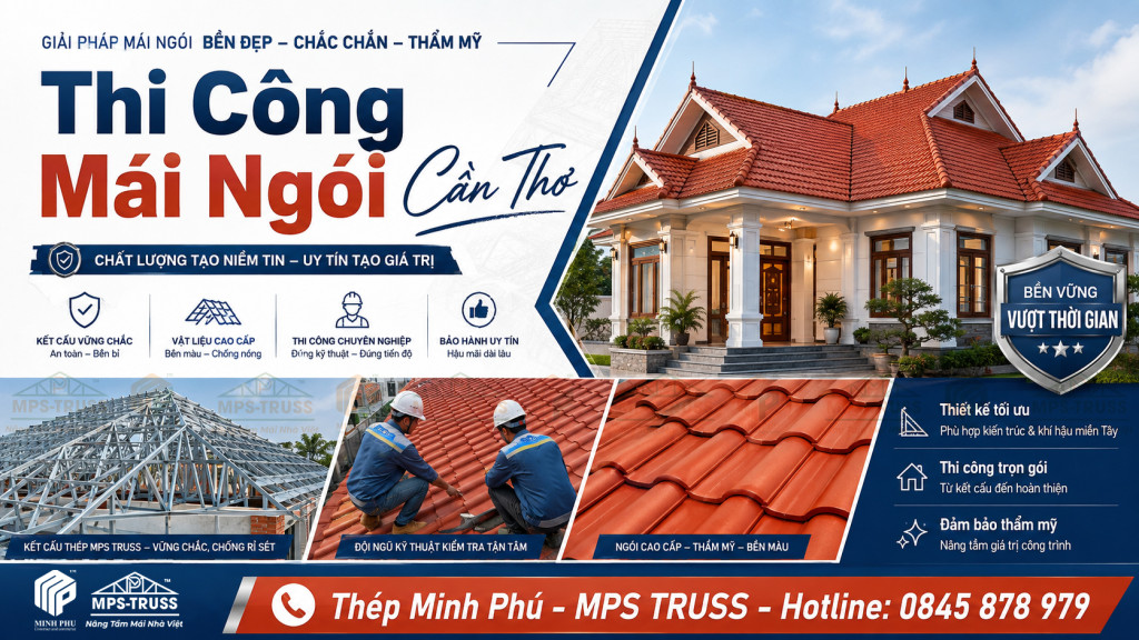 Thi công mái ngói cần thơ