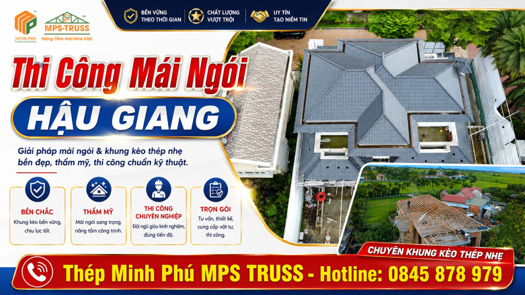 Thi công mái ngói hậu giang
