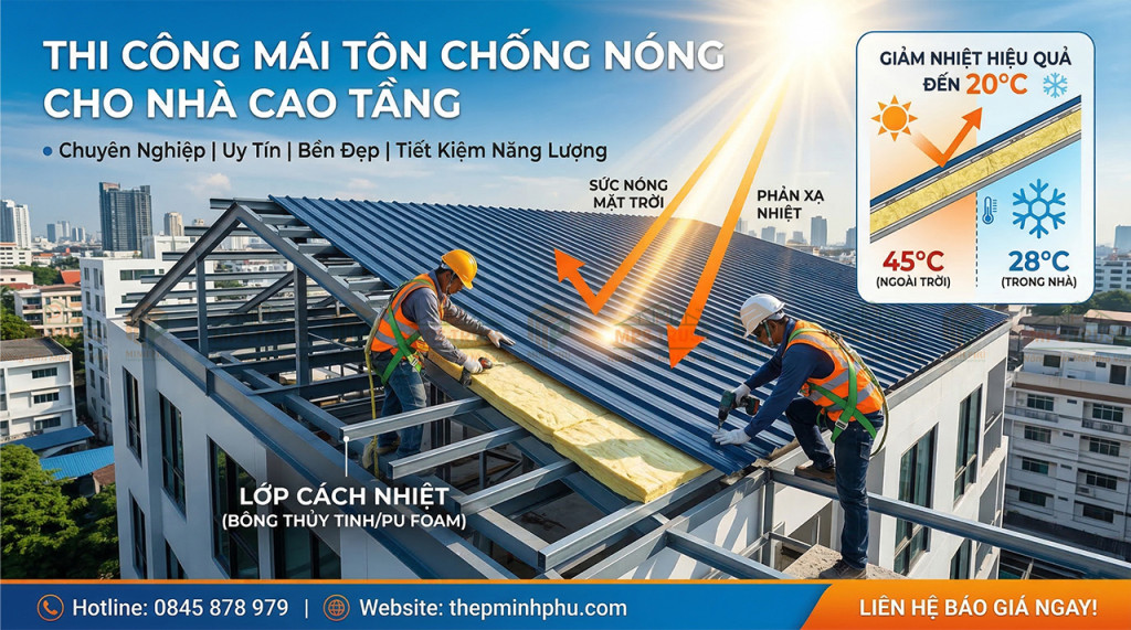 Thi công mái ngói chống nóng cho nhà cao tầng