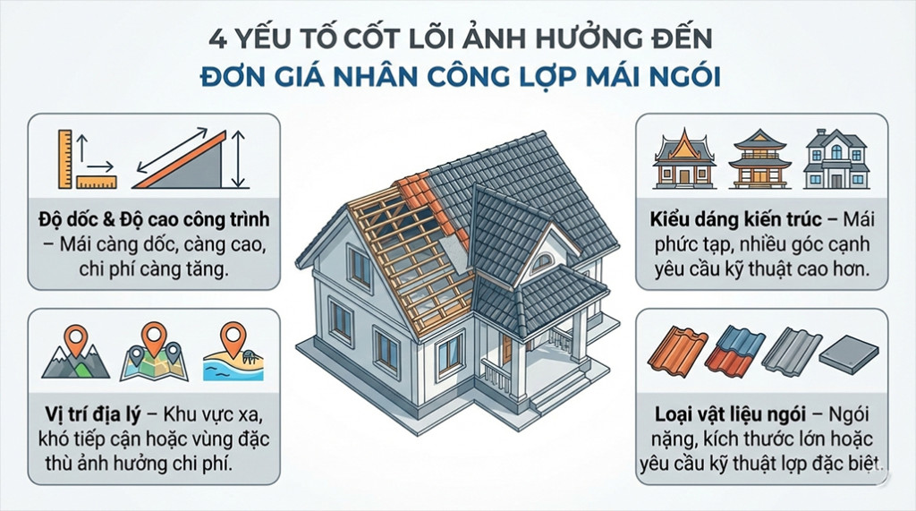Yếu tố ảnh hưởng đến đơn giá nhân công lợp ngói
